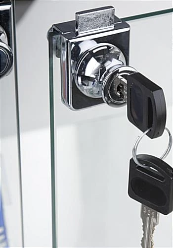 48β Display Case W/ 7 LED Top & Side Lights, 3 Fixed Shelves, Hinged Doors - Silver - Image 3