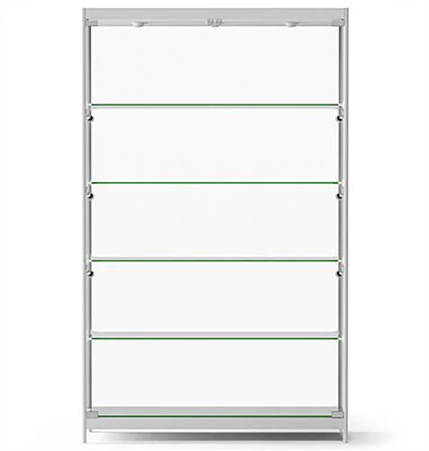 48β Display Case W/ 9 LED Top & Side Lights, 4 Fixed Shelves, Hinged Doors - Silver - Image 3