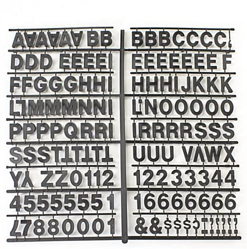 1" Letter Set, 930 Pieces - Black