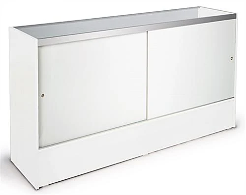 Retail Counter W/ White Finish, Adjustable Tempered Glass Shelves & Sliding Doors - Image 2