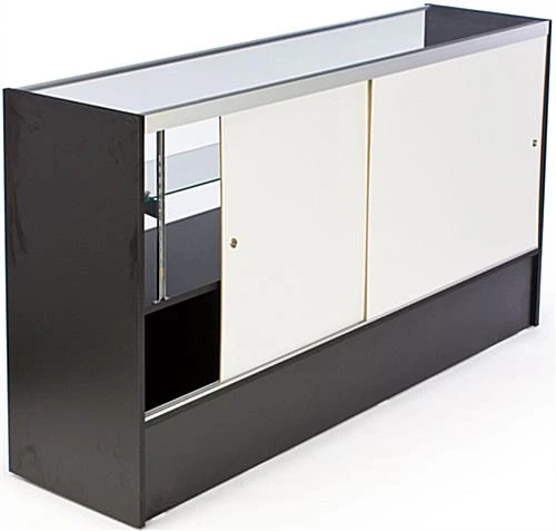 Retail Counter W/ Black Finish, Storage Space, Adjustable Shelf & Sliding Doors - Image 2
