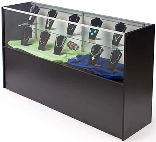Retail Counter W/ Black Finish, Storage Space, Adjustable Shelf & Sliding Doors - Image 4