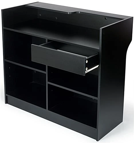 48" Cash Wrap W/ Adjustable Storage Shelves & Pull-out Drawer - Black - Image 2