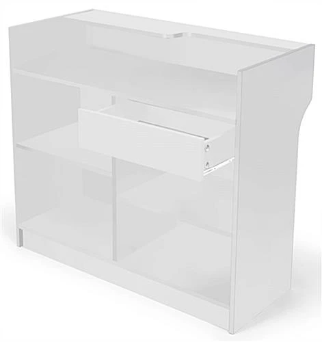 48" Cash Wrap W/ Adjustable Storage Shelves & Pull-out Drawer - White - Image 2