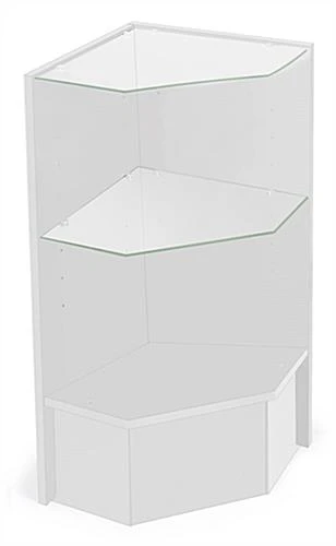 Corner Retail Counter W/ Adjustable Tempered Glass Shelves & White Finish