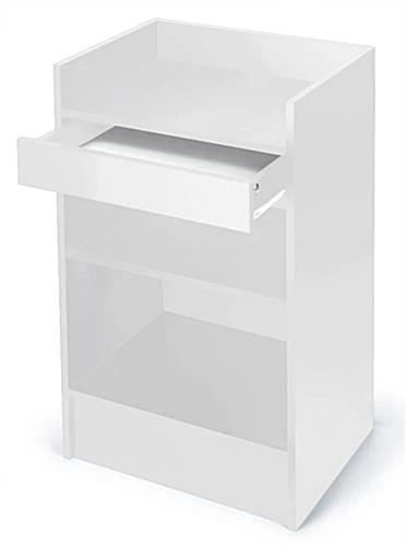 24" White Cash Wrap W/ Pull-Out Drawer & Storage Shelf - Image 2