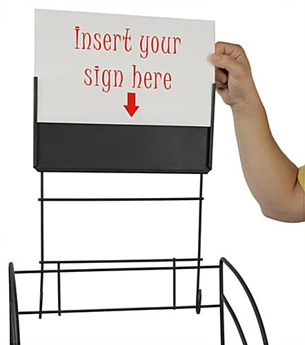 14"w Metal Shelving Display W/ Wheels, 3 Shelves & Header - Black - Image 3