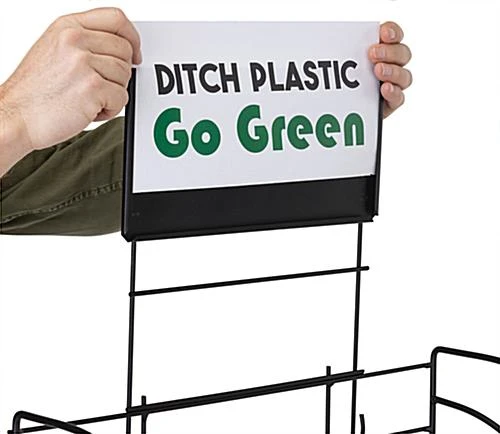 20"w Metal Shelving Display W/ Wheels, 3 Shelves & Header - Black - Image 2