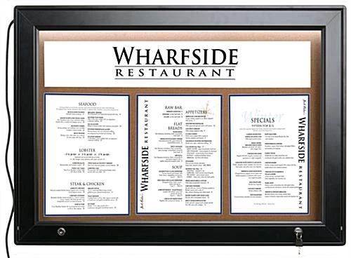36 X 26 Enclosed Cork Board For Outdoors, Illuminated, With Locking Door - Black - Image 6