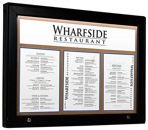 36 X 26 Enclosed Cork Board For Outdoors, Illuminated, With Locking Door - Black - Image 7