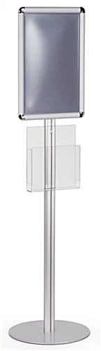 11 X 17 Sign Stand, Snap Open, Acrylic Pocket For 8.5x11 Magazines, Silver - Image 2
