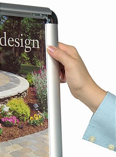 11 X 17 Sign Stand, Snap Open, Acrylic Pocket For 8.5x11 Magazines, Silver - Image 3