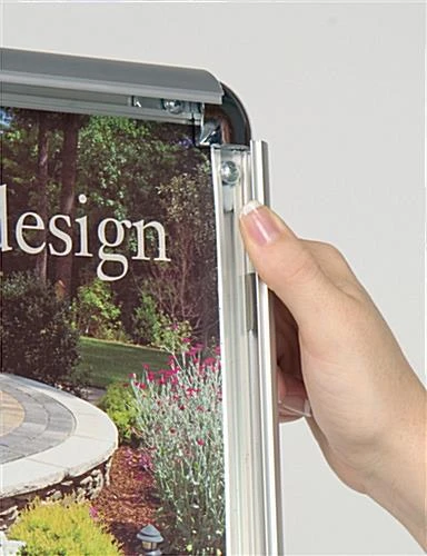 11 X 17 Menu Stand For Floor, With Height Adjustable, Snap Open - Silver - Image 2