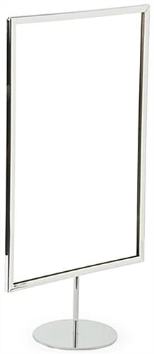 11 X 17 Sign Holder For Counter, Double Sided, Round Weighted Base - Chrome