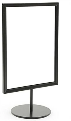 8.5 X 11 Sign Holder For Counter, Double Sided, Round Weighted Base - Black
