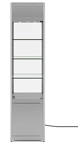 18" LED Display Case W/Cabinet Base, Adjustable Shelves & Locking Hinged Door -Silver - Image 3