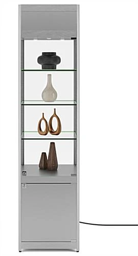 18" LED Display Case W/Cabinet Base, Adjustable Shelves & Locking Hinged Door -Silver - Image 4
