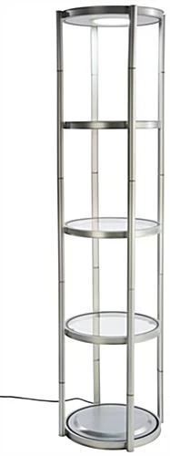 80.25" Portable Round Twist Tower W/Shelves, Top Light, White & Clear Panels - Silver - Image 2