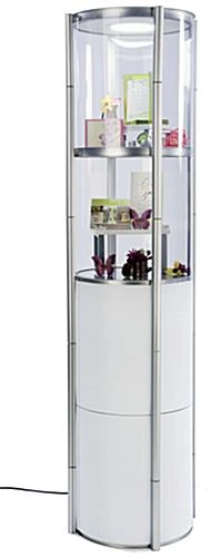 80.25" Portable Round Twist Tower W/Shelves, Top Light, White & Clear Panels - Silver - Image 3