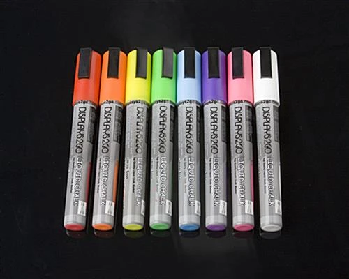 Liquid Chalk Markers, 3/16" Chisel Tip - Set Of 8 Neon Colors - Image 2