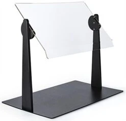 Countertop Sneeze Shield, Adjustable Barrier, 90º Tilting Range, Acrylic - Black