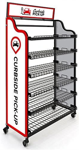 39.5" Wire Racks W/ (3) Pre-Printed Panels, 4 Locking Caster Wheels - Curbside Pickup
