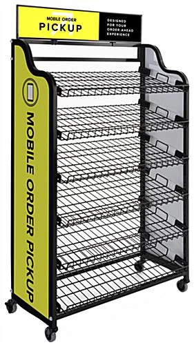 39.5" Wire Racks W/ (3) Pre-Printed Panels, 4 Locking Caster Wheels - Mobile Pickup - Image 2