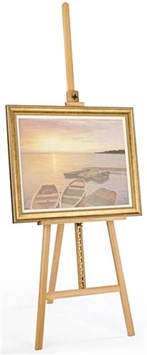 Wood Art Easel For Floor With Adjustable Top Clamp And Bottom Support Bar - Natural - Image 2