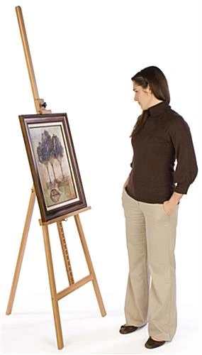 Wood Art Easel For Floor With Adjustable Top Clamp And Bottom Support Bar - Natural - Image 3