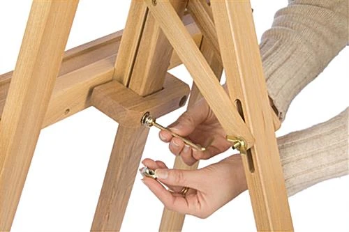 Wood Art Easel For Floor With Adjustable Top Clamp And Bottom Support Bar - Natural - Image 7