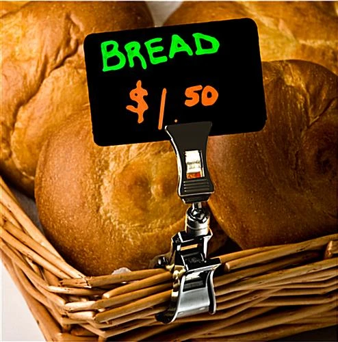 3-1/16" Clip-On Deli Tags For Wet Erase, Rectangular, 4.5-In Clip, Set Of 100 - Black