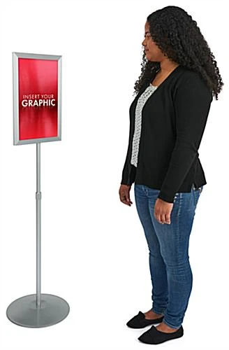11 X 17 Sign Stand For Floor, Double Sided, Top Insert, Adjustable Height - Silver - Image 4