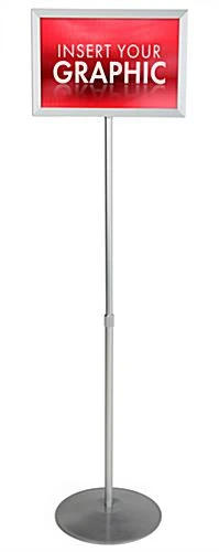 17 X 11 Sign Stand For Floor, Double Sided, Top Insert, Adjustable Height - Silver - Image 2