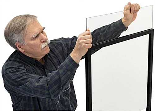 Floor Standing Sneeze Shield With Acrylic Panel, 4 Caster Wheels, Metal Frame - Black - Image 3