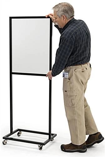 Floor Standing Sneeze Shield With Acrylic Panel, 4 Caster Wheels, Metal Frame - Black - Image 4