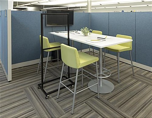 Floor Standing Sneeze Shield With Acrylic Panel, 4 Caster Wheels, Metal Frame - Black - Image 6