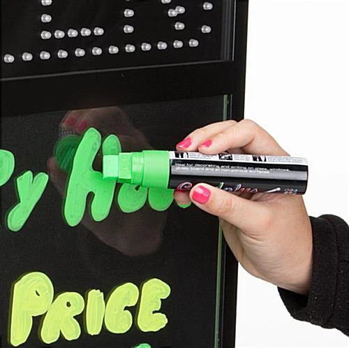 Hanging "OPEN" Animated LED Sign W/ Black Write-On Board, Wet Erase - Blue & Red - Image 2