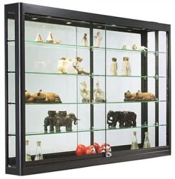 LED Wall Showcase Cabinet With Tempered Glass Shelves