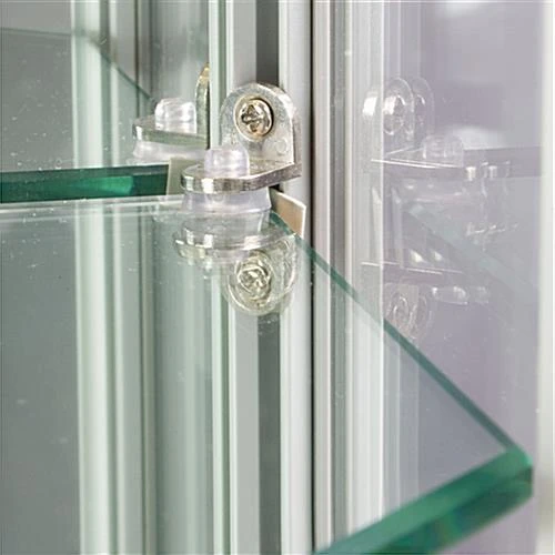 5ft. Wall Mounted Display Case W/4 Top LED Lights & Mirror Back, Locking - Silver - Image 5