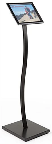 8.5 X 11 Menu Stand For Floor, Snap Open, Double Curve Pole - Black - Image 2