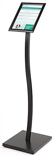 8.5 X 11 Menu Stand For Floor, Snap Open, Double Curve Pole - Black - Image 3