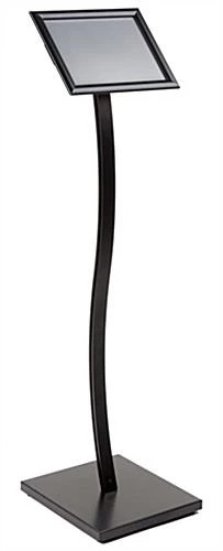 8.5 X 11 Menu Stand For Floor, Snap Open, Double Curve Pole - Black